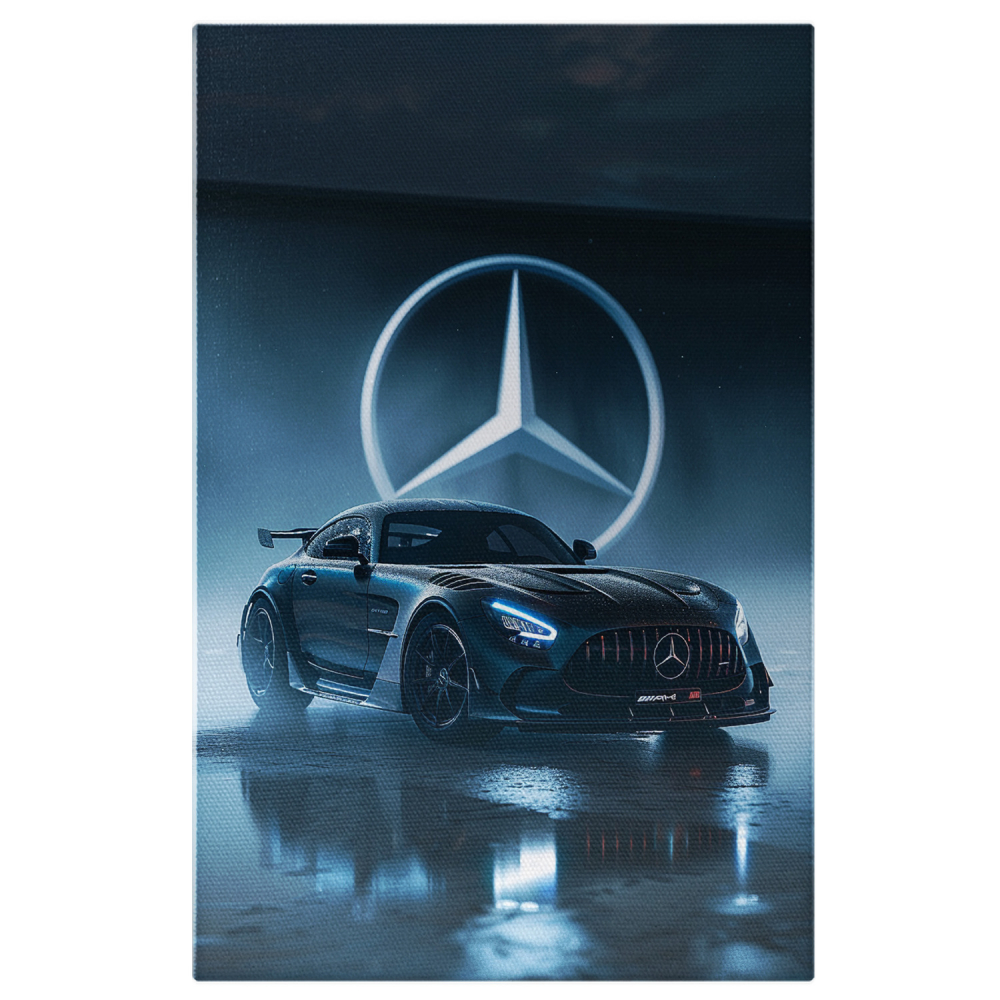 Mercedes Negru Strălucitor - Tablou Canvas Automobil Sport, Marime 40x25CM [1]
