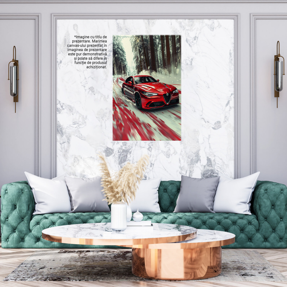 Alfa Romeo GTA Roșie Trecând prin Zăpadă, Marime 40x25CM [3]