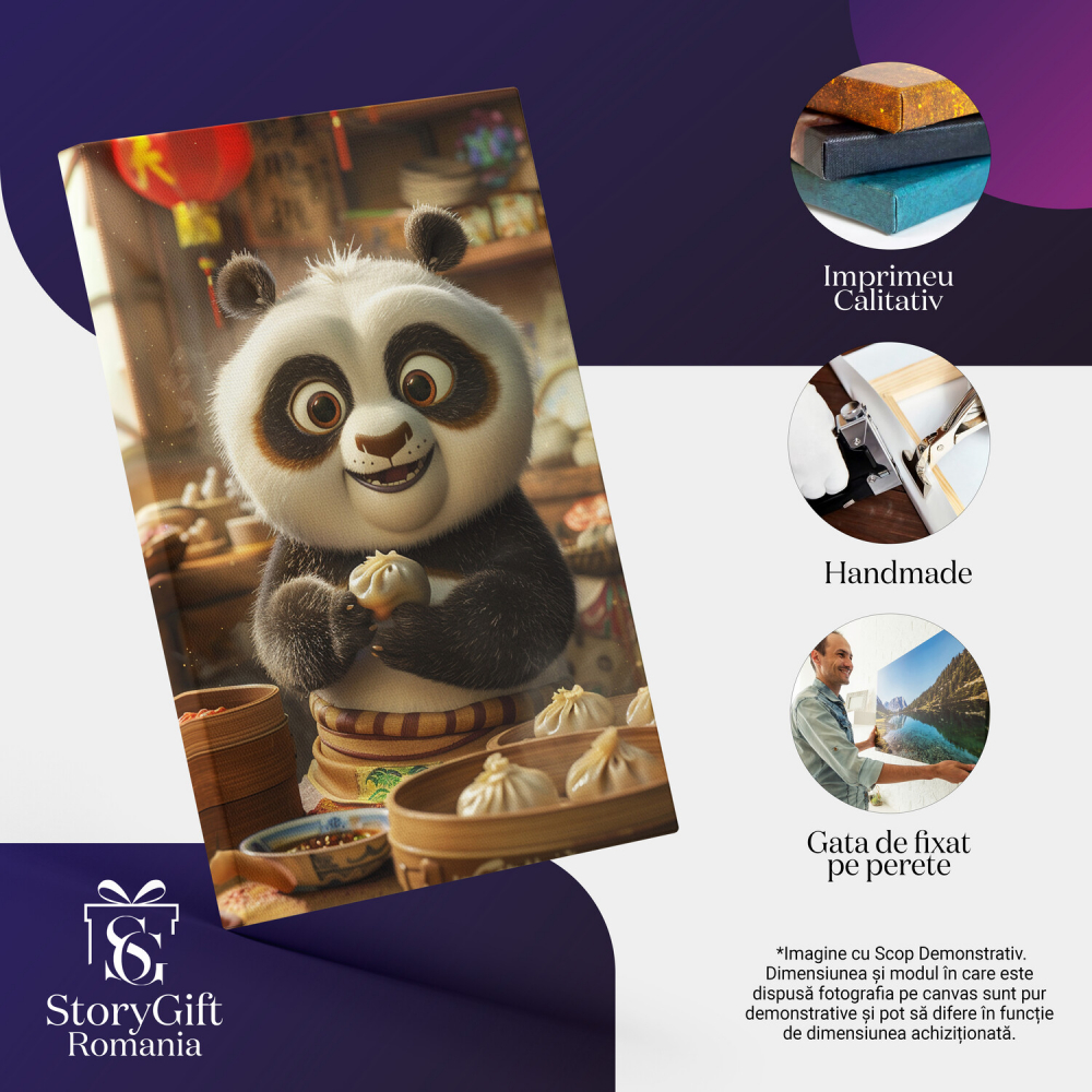 Baby Urs Panda Gătind Baozi Chinezești cu Ochii Căprui, Marime 40x25CM [2]