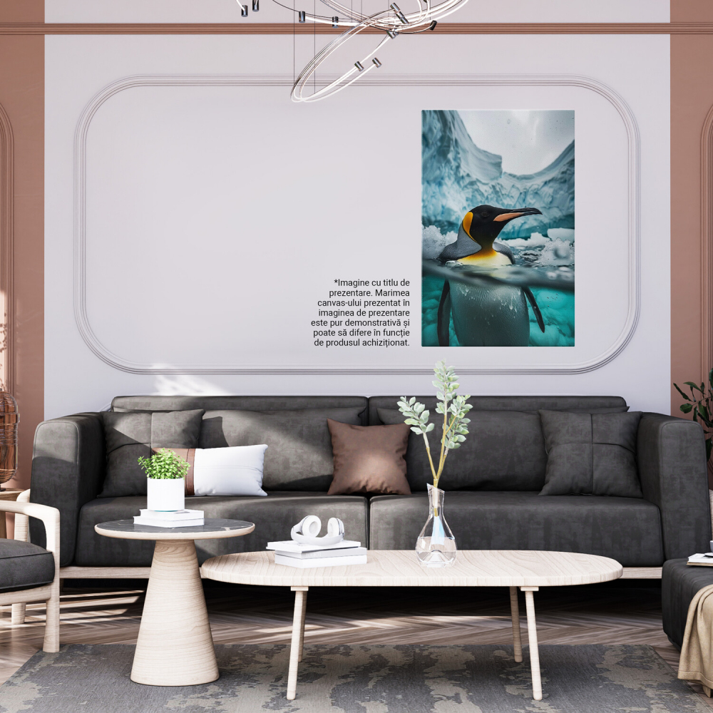 Tabloul canvas cu pinguin fericit în baie, Marime 40x25CM [4]