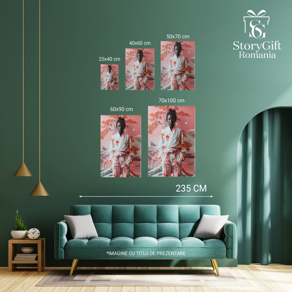 Bărbat African în Kimono lângă Peretele Desenat - Pictură Digitală, Marime 40x25CM [4]