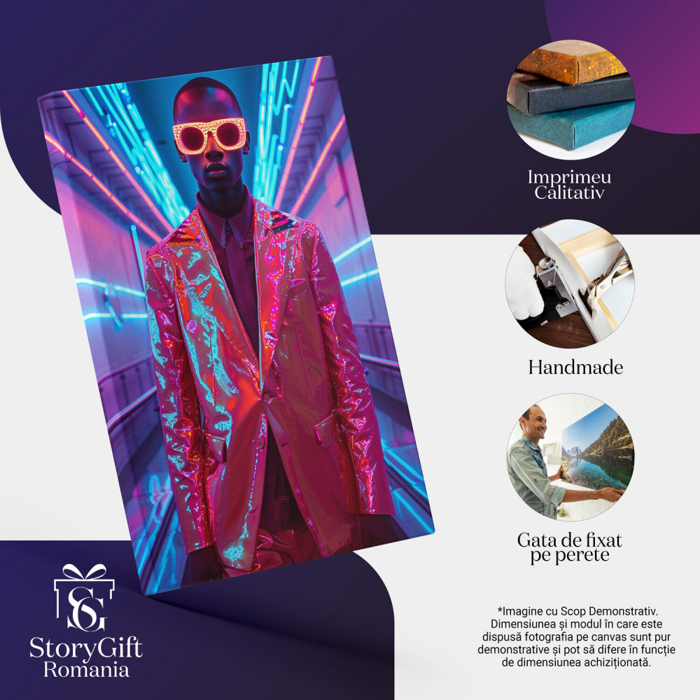 Bărbat în Costum Lucios cu Ochelari Sclipicioși, Marime 40x25CM [2]