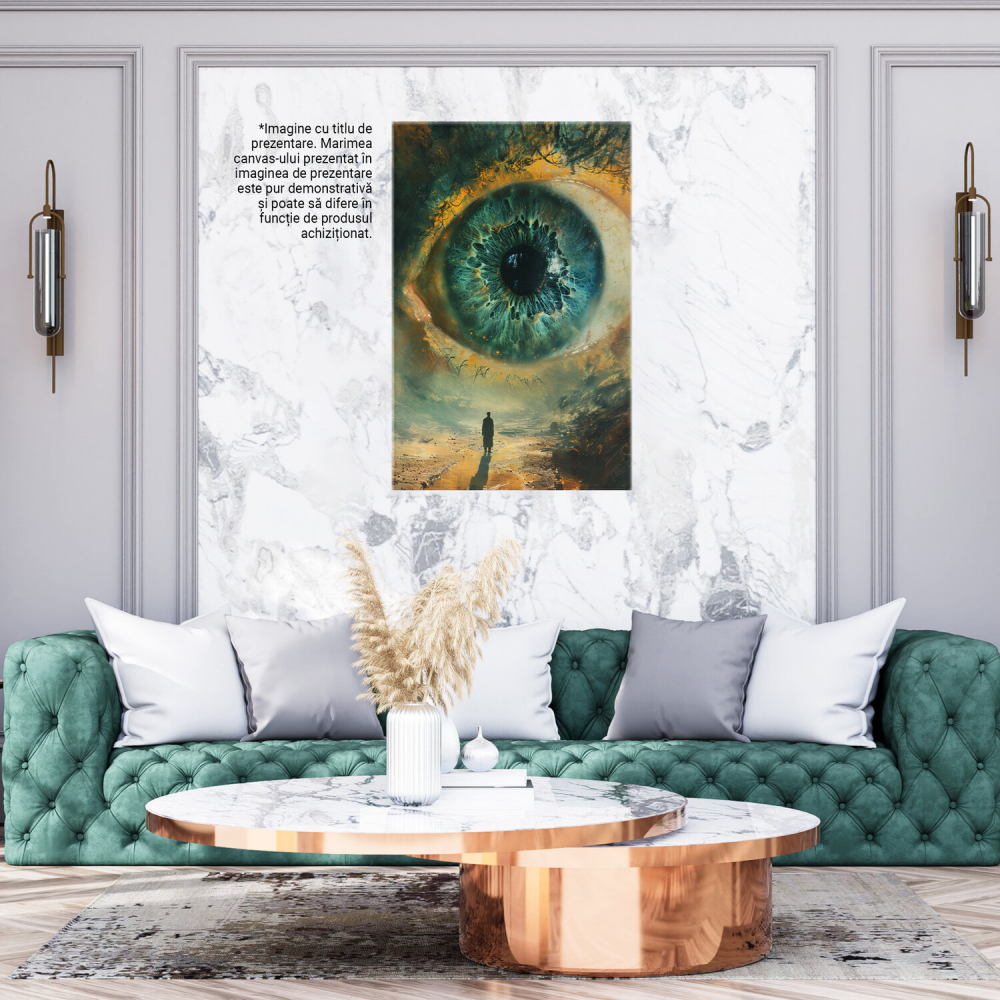 Tablou Canvas cu Bărbat în Palton Lung și Ochi Albastru Minuat | Pictură Digitală, Marime 40x25CM [3]