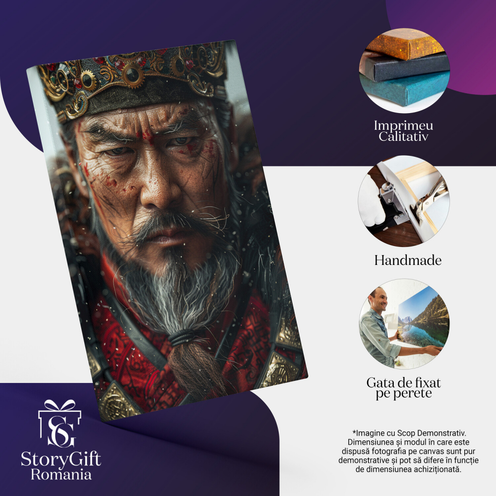 Shogun Japonez cu Coroană și Costum Roșu, Marime 40x25CM [2]