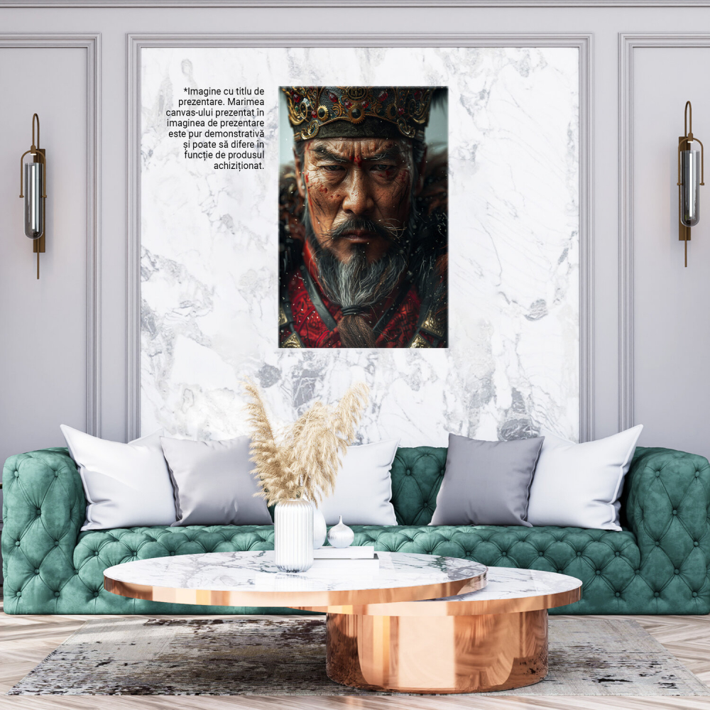 Shogun Japonez cu Coroană și Costum Roșu, Marime 40x25CM [3]