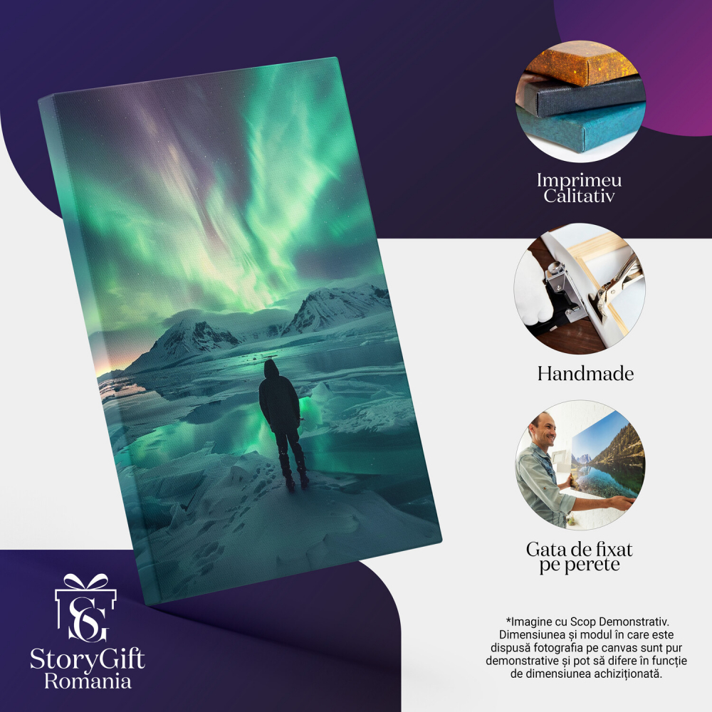 Bărbat Singuratic la Polul Nord - Culorile Cerului, Marime 40x25CM [2]