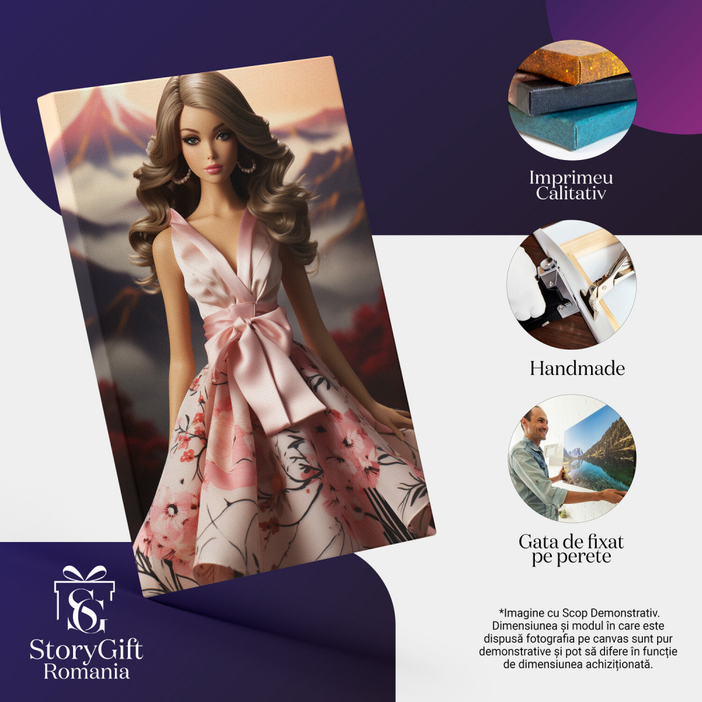 Barbie în Rochie Florală - Frumusețe Artistică, Marime 40x25CM [2]