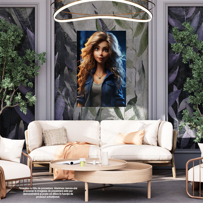 Tablou Canvas: Barbie in stil Elsa din frozen , Frumusete, Blond, , Costum, Papusa, Albastru electric, Accesoriu de moda Pictura Digitala 40x25CM [2]