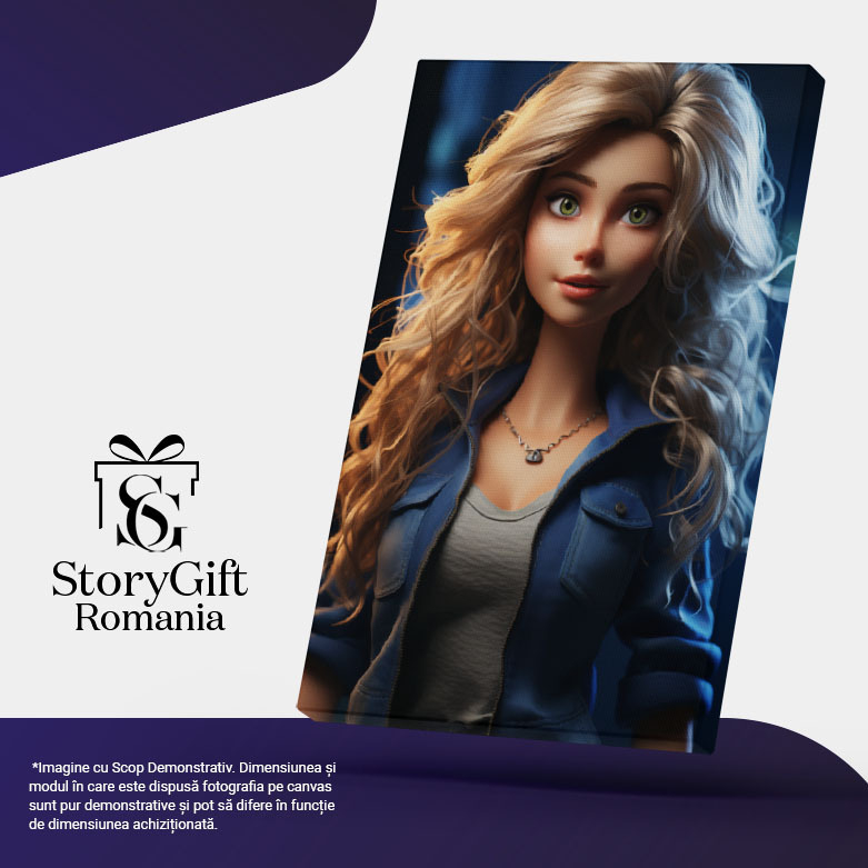 Tablou Canvas: Barbie in stil Elsa din frozen , Frumusete, Blond, , Costum, Papusa, Albastru electric, Accesoriu de moda Pictura Digitala 40x25CM [5]