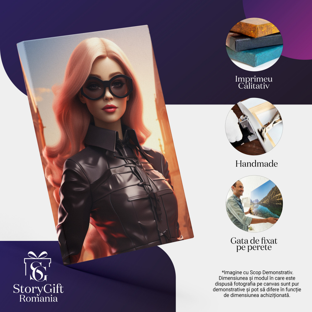 Barbie Spioana Blondă - Artă Digitală în Stil de Modă, Marime 40x25CM [2]