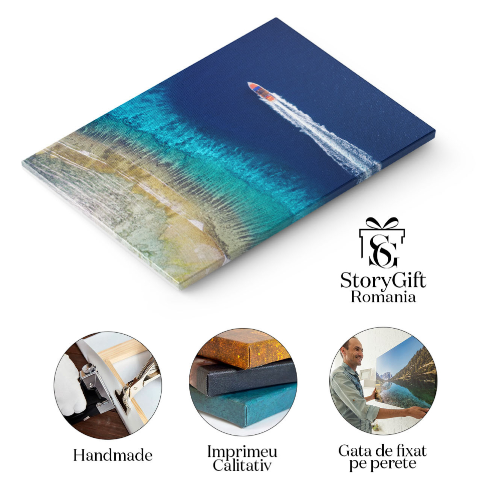 Tablou Canvas Barca Rapida pe Marea Aerala Mare, Barca, Aerial, Var, Ocean 1927 40x25CM [2]