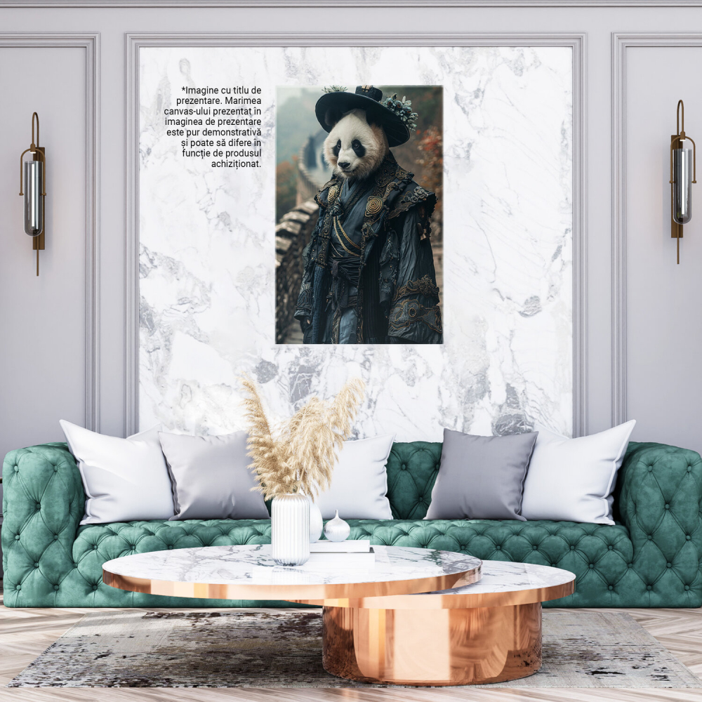 Panda Chinezesc cu Palarie pe Marele Zid Chinezesc - Pictură Digitală, Marime 40x25CM [3]