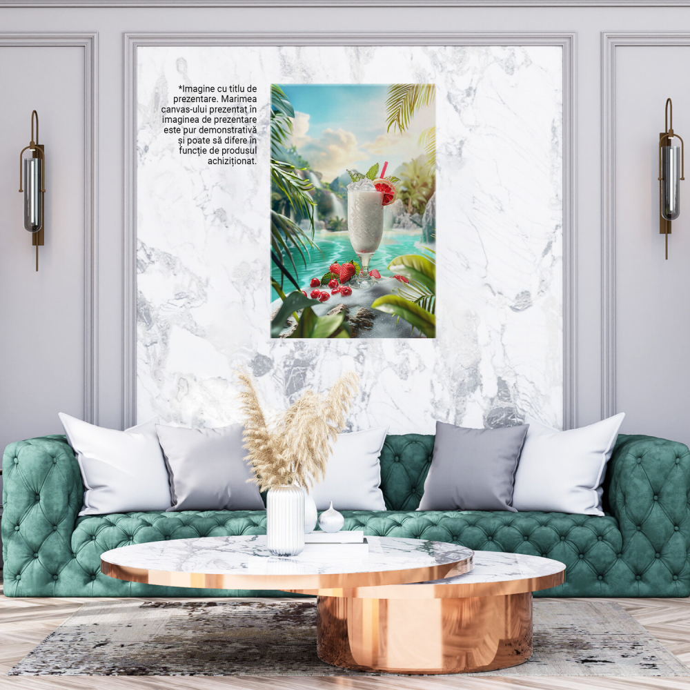 Băutură Răcoritoare cu Fructe Roșii pe Spuma Valurilor de pe Insula Tropicală, Marime 40x25CM [3]
