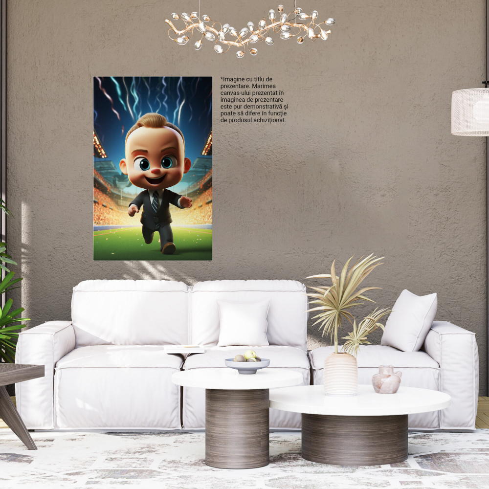 Bebelus în Costum Negru pe Stadion cu Mii de Oameni și Panglici Colorate - Pictură Digitală, Marime 40x25CM [4]