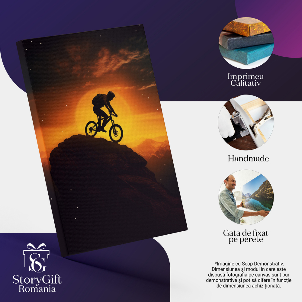 Biciclist pe Stânci – Pictură Digitală ce Îmbină Pericolul cu Pasiunea, Marime 40x25CM [2]