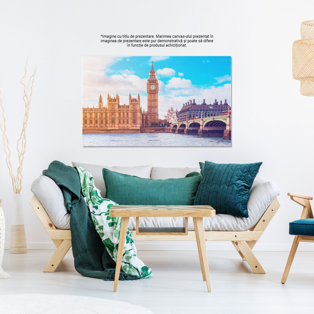 Tablou Canvas Big Ben: Simbol Britanic și Destinație Turistică în Westminster, Marime 40x25CM [3]