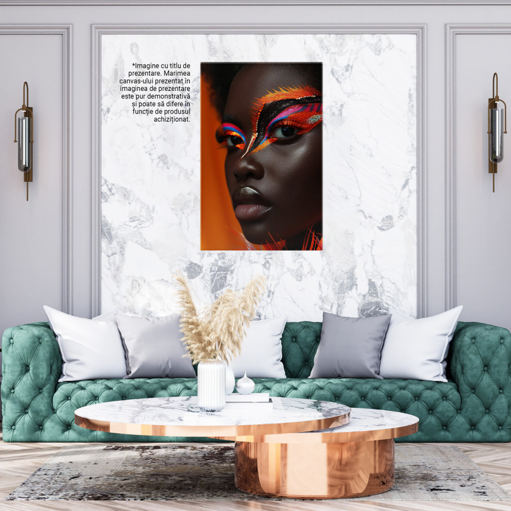 Fața Feminină Neagră cu Ochi Luminati - Pictură Digitală, Marime 40x25CM [3]