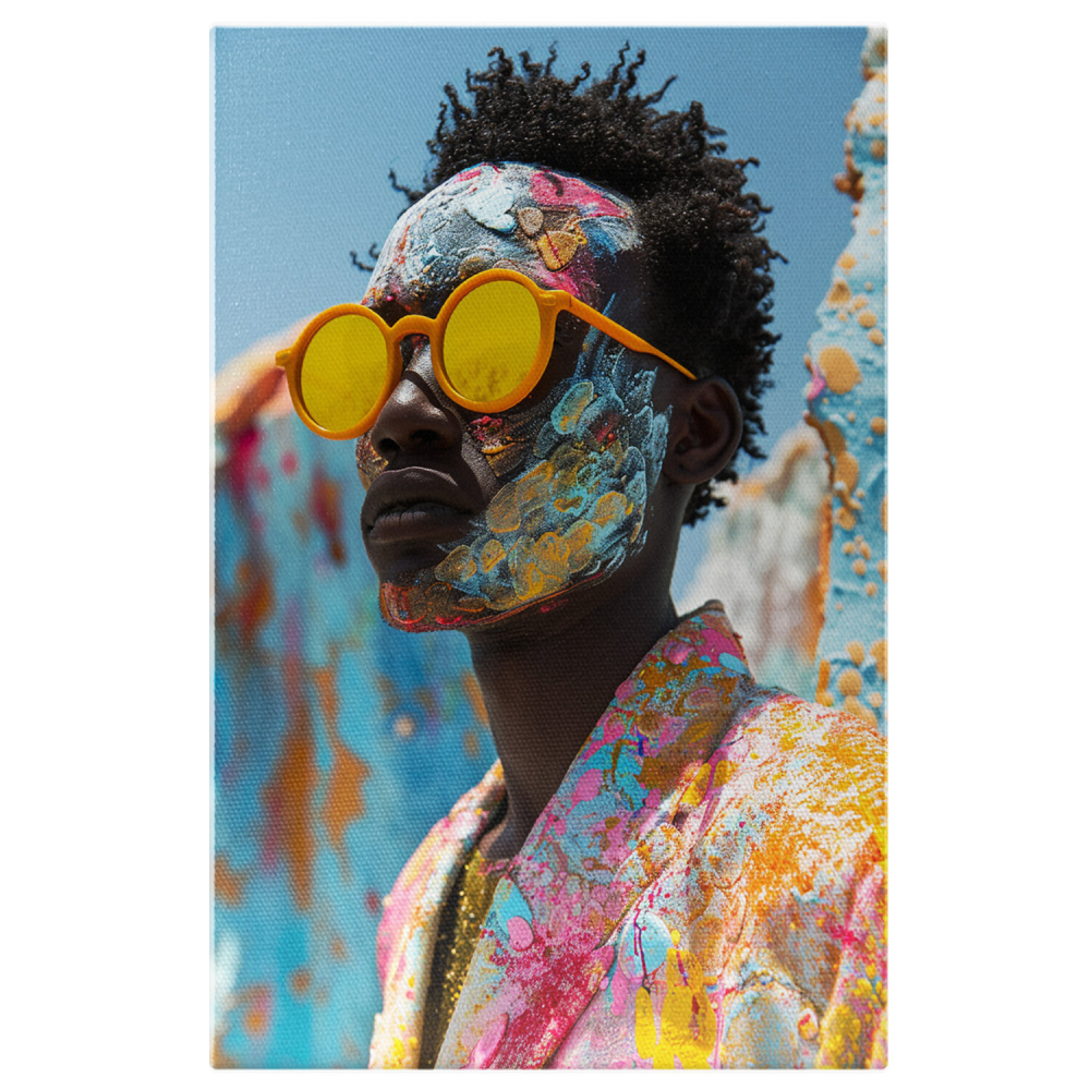 Portret de Bărbat Negru cu Cămașă Asortată și Ochelari Galbeni, Marime 40x25CM [1]