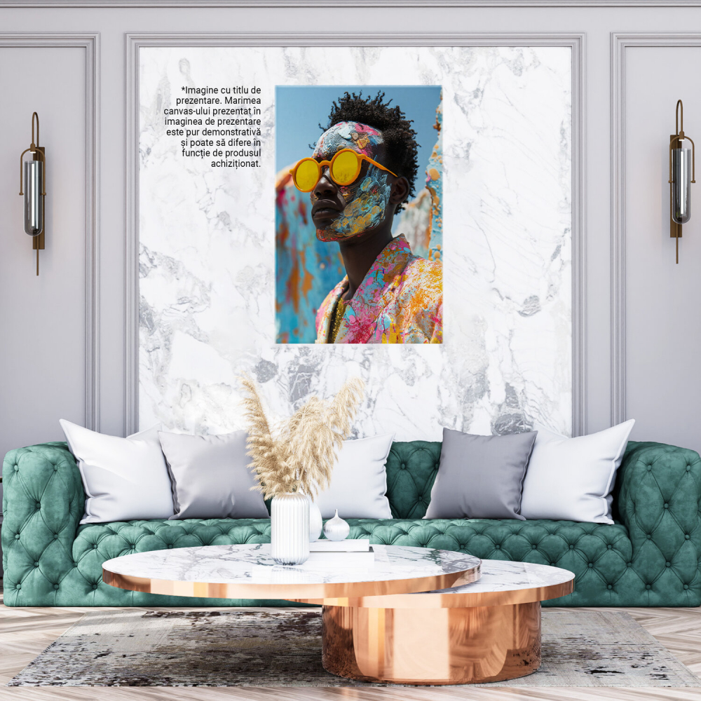 Portret de Bărbat Negru cu Cămașă Asortată și Ochelari Galbeni, Marime 40x25CM [3]