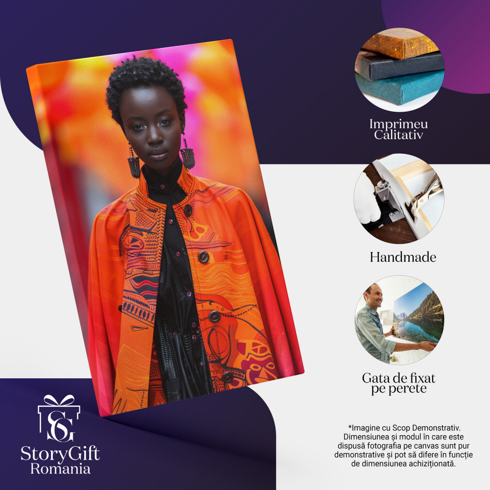 Doamnă cu Păr Scurt în Cămașă Neagră - Pictură Digitală, Marime 40x25CM [2]