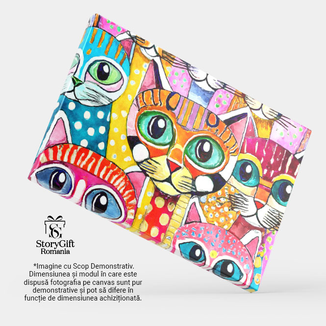 Tablou Canvas: Blana de pisică cu model cu buline - Pisici în diferite culori 40x25CM [4]