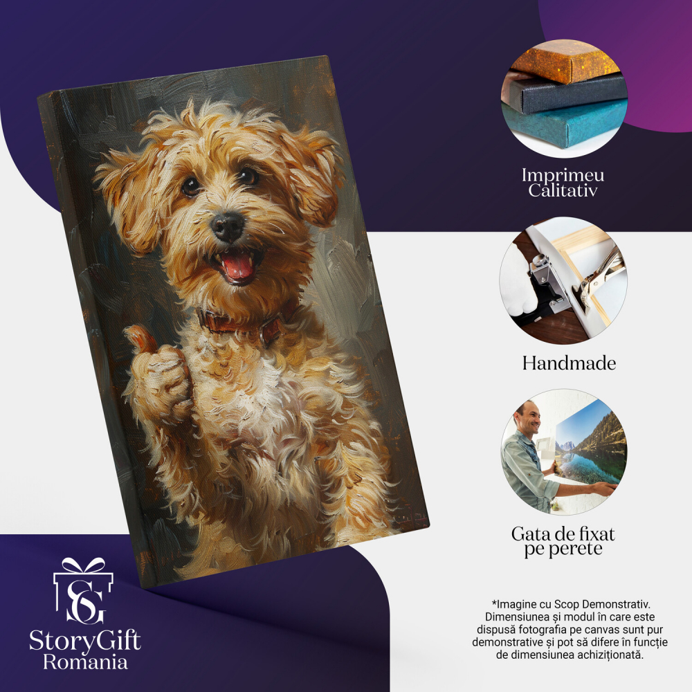 Câine Blănos Fericit cu Zgarda Roșie, Marime 40x25CM [2]