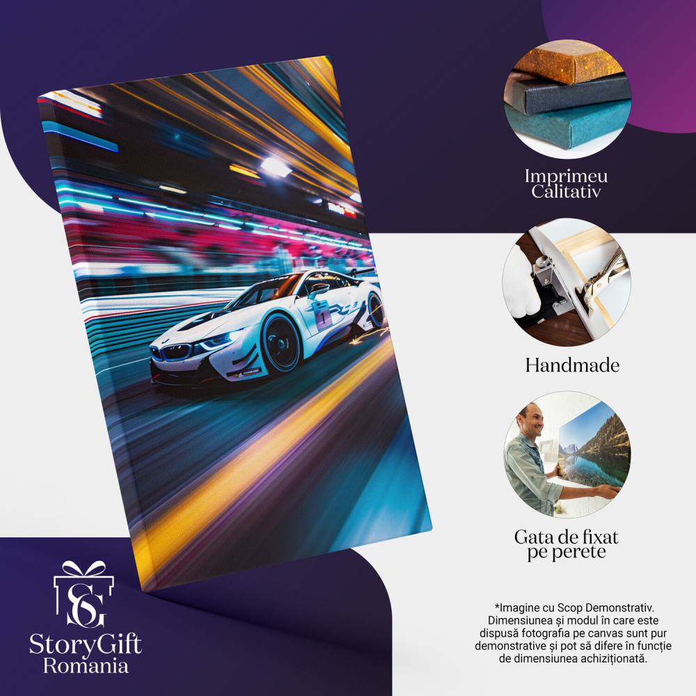 Tablou Canvas - BMW în Viteză cu Scântei din Asfalt, Marime 40x25CM [2]