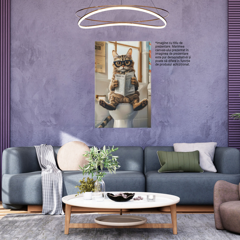 Tablou Canvas Bobtail la Baie Citind Ziarul cu Ochelari pe Năsuc, Marime 40x25CM [3]