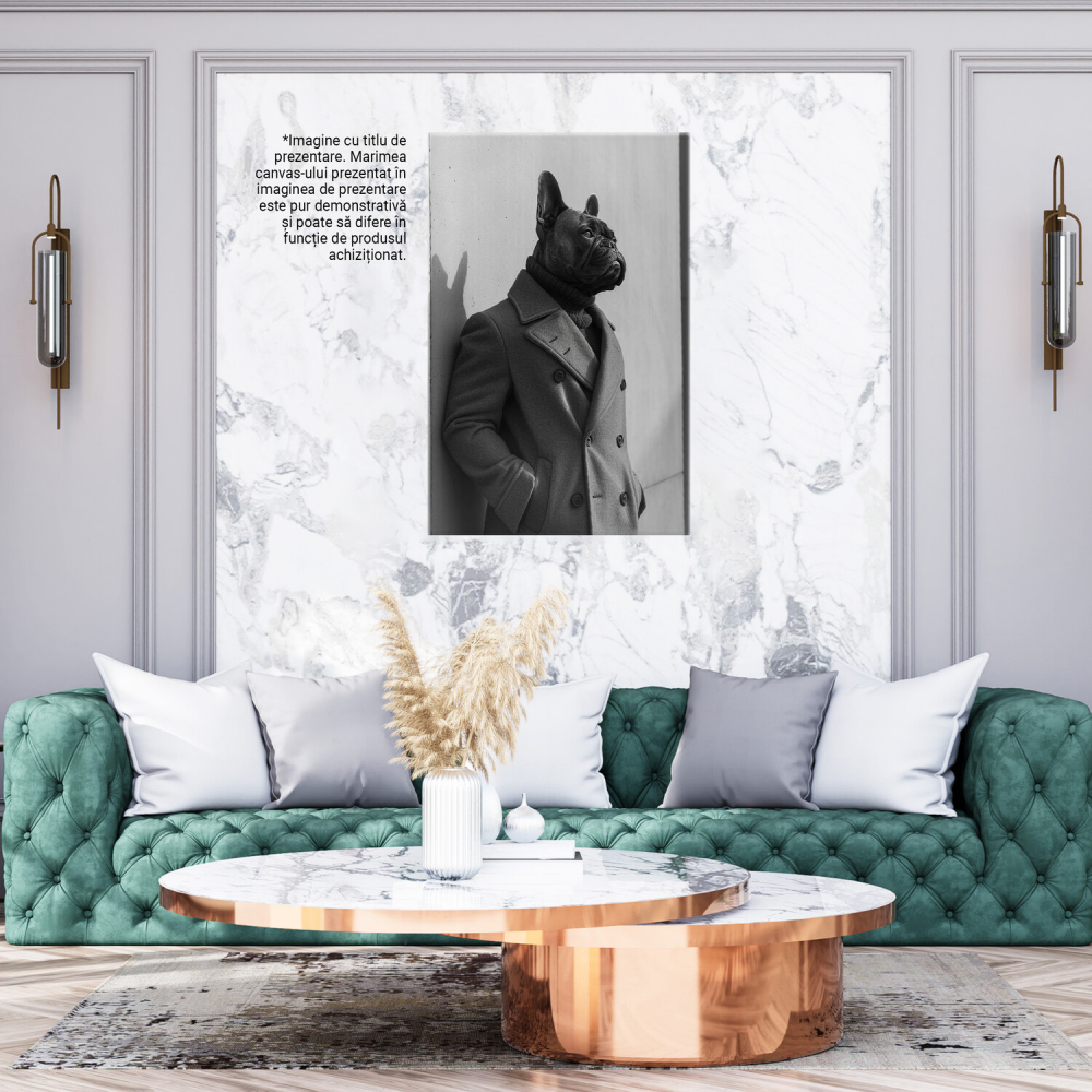 Bot Sofisticat - Tablou Canvas cu Eleganța Canină în Portret Unic cu Palton, Marime 40x25CM [3]