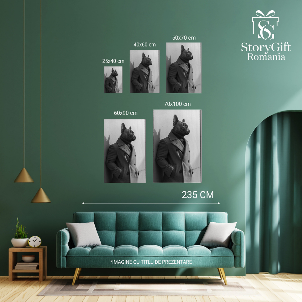 Bot Sofisticat - Tablou Canvas cu Eleganța Canină în Portret Unic cu Palton, Marime 40x25CM [4]