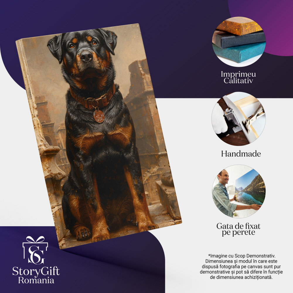 Tablou Canvas - Bruno, Câinele cu Medalion: Ultimul Locuitor al Orașului Transformat în Ruine, Marime 40x25CM [2]