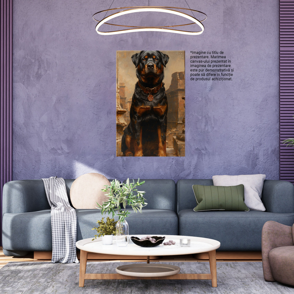 Tablou Canvas - Bruno, Câinele cu Medalion: Ultimul Locuitor al Orașului Transformat în Ruine, Marime 40x25CM [3]