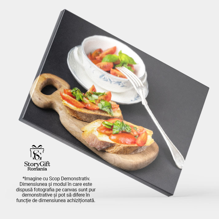 Tablou Canvas - Bruschetta cu Rosii Cherry: Gustare Culinara cu Ingrediente Proaspete si Gust Autentic Italian 40x25CM [4]