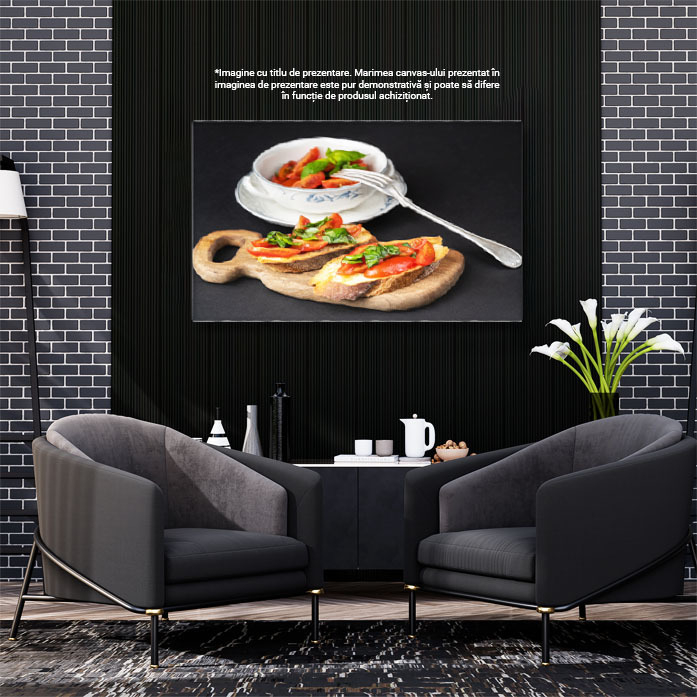 Tablou Canvas - Bruschetta cu Rosii Cherry: Gustare Culinara cu Ingrediente Proaspete si Gust Autentic Italian 40x25CM [3]