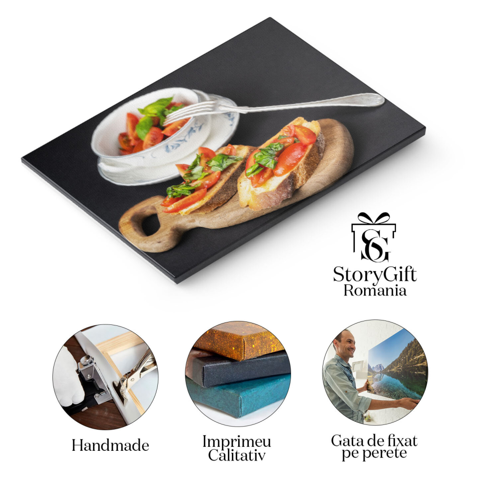 Tablou Canvas - Bruschetta cu Rosii Cherry: Gustare Culinara cu Ingrediente Proaspete si Gust Autentic Italian 40x25CM [2]