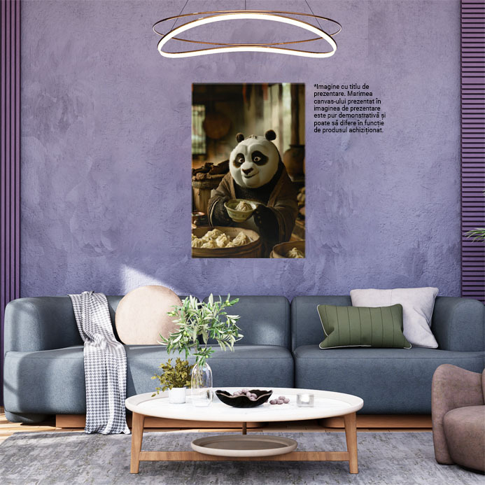 Tablou Canvas:  Bucatarul Chinezesc Panda care Pregateste Baozi pentru Familia lui Minunata Pictura Digitala 40x25CM [2]