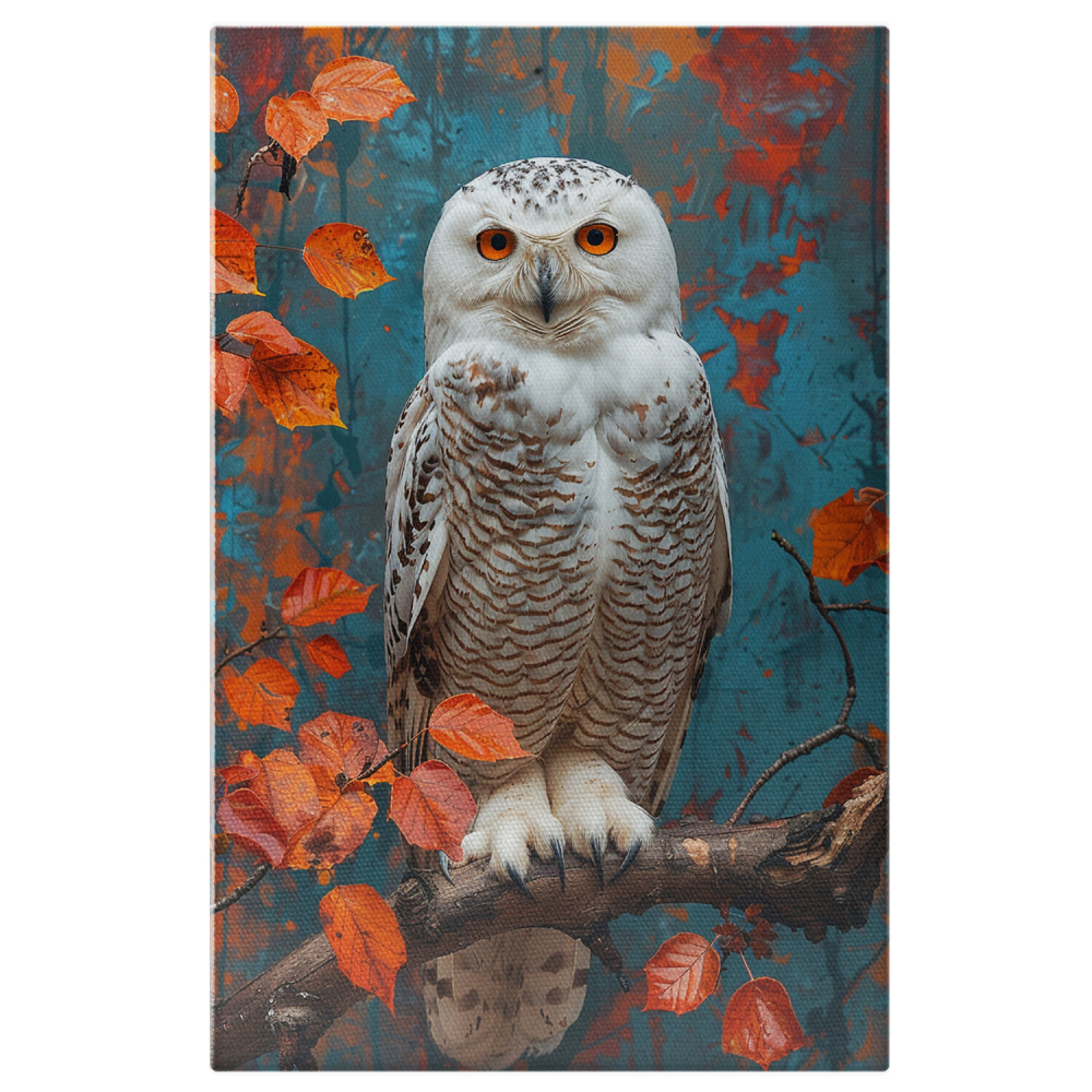 Bufniță Între Frunzele Portocalii - Ochii Bufniței în Armonie cu Natură, Marime 40x25CM [1]