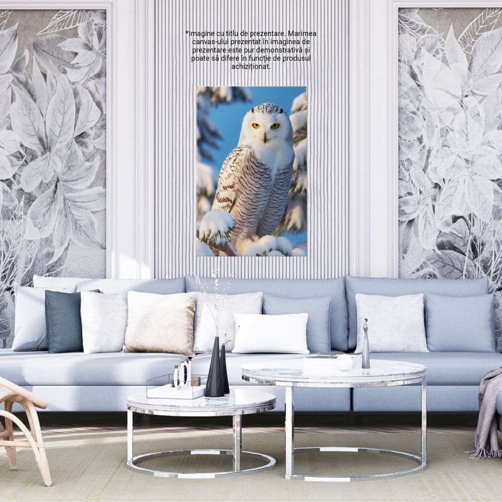 Tablou Canvas Bufniță Polară pe Ramură, Marime 40x25CM [4]