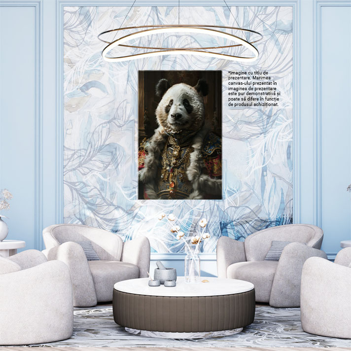 Tablou Canvas Burtosul Baron de Bambus Ursul Panda în Haine Frumoase și Colier , Pictura Digitala 40x25CM [2]