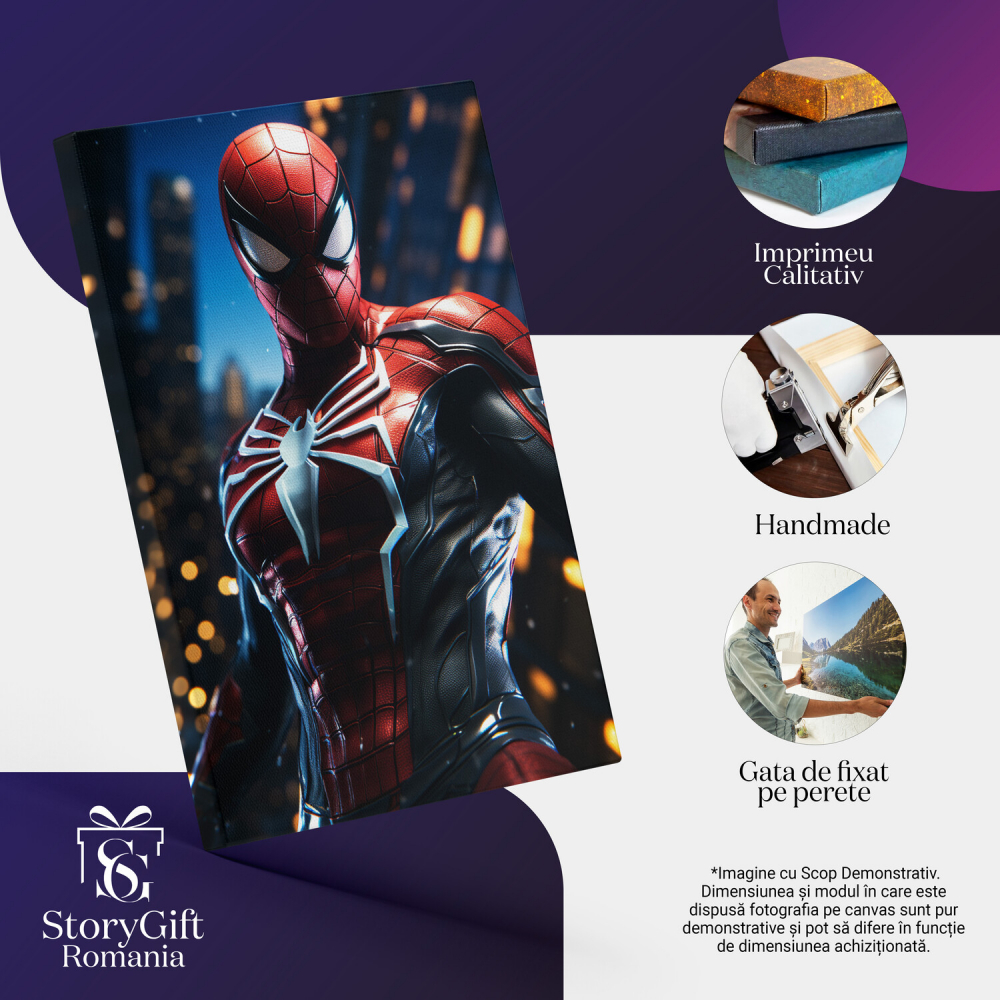 Bust Spider-Man Roșu - Pictură Digitală Animată, Marime 40x25CM [2]