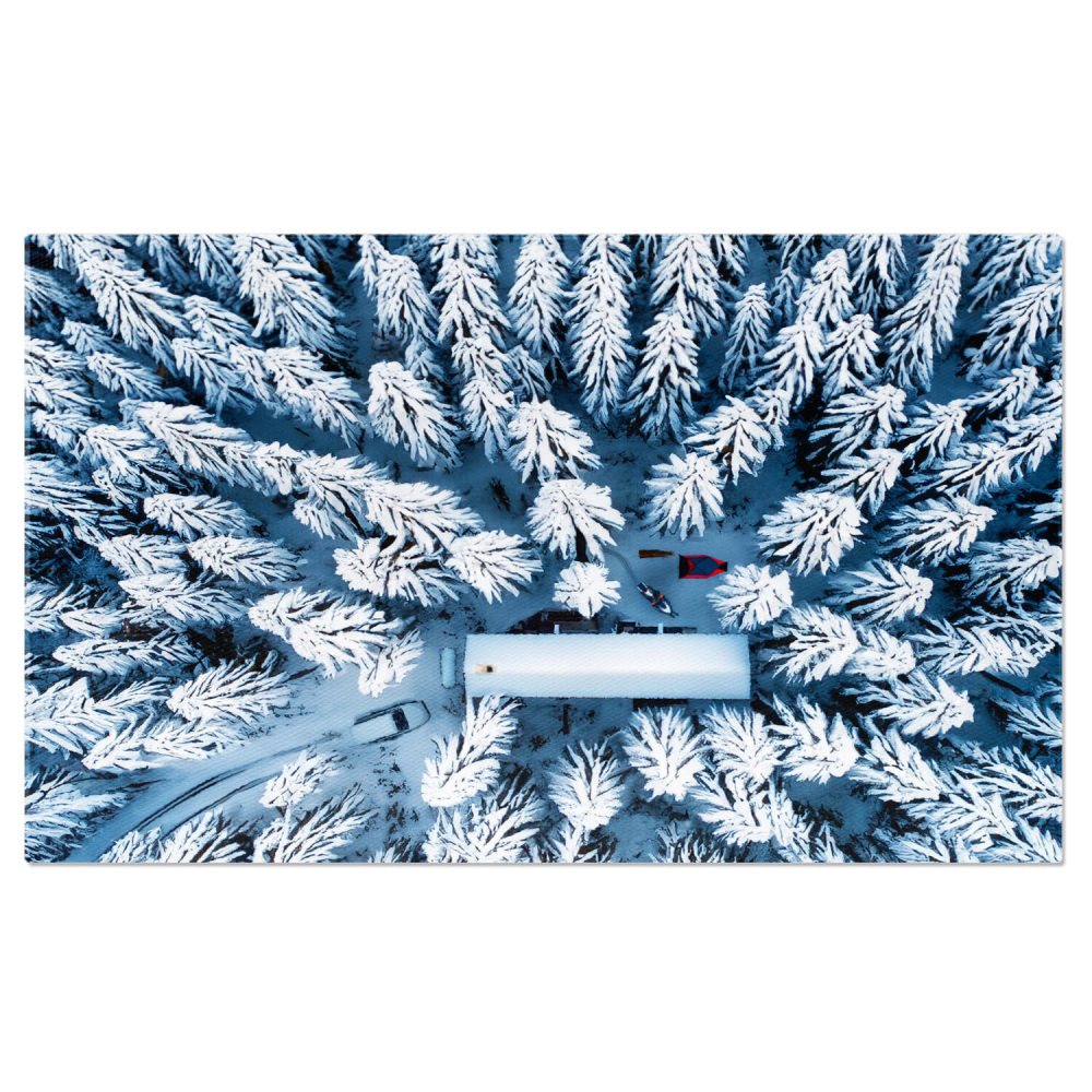 Cabana de Lemn în Pădurea de Iarnă: Liniște și Frumusețe Naturală, Marime 40x25CM [1]