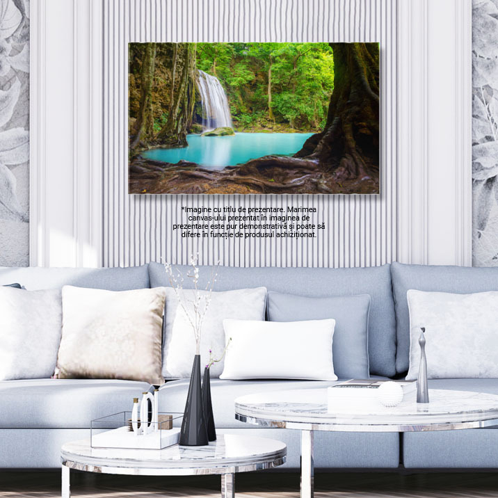 Tablou Canvas Cadere de Apa Erawan in Kanchanaburi turcoaz, natura, jungla, Thailand, calatorie 1829 40x25CM [3]