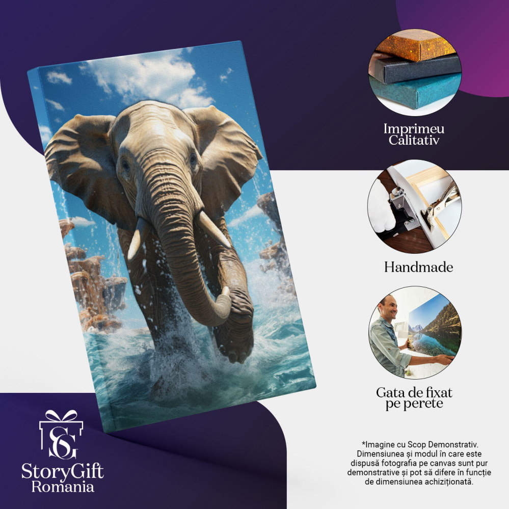 Tablou Canvas: Căderi de Apă Intensificate de Drumul Elefantului în Canion Pictura Digitala 40x25CM [3]