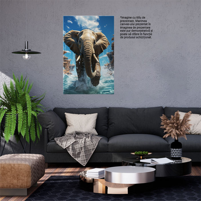 Tablou Canvas: Căderi de Apă Intensificate de Drumul Elefantului în Canion Pictura Digitala 40x25CM [2]