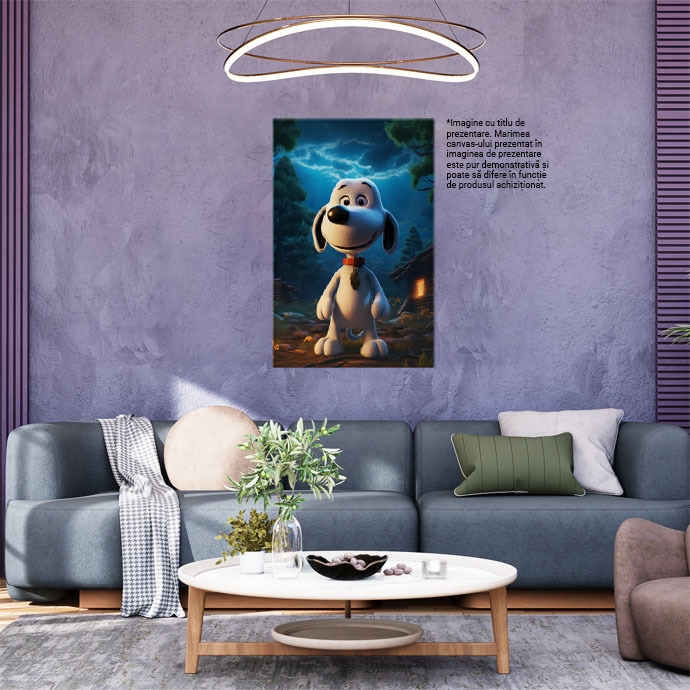 Tablou Canvas:  Câine Alb Animat în Pădure- Desene pentru Copii Pictura Digitala 40x25CM [2]