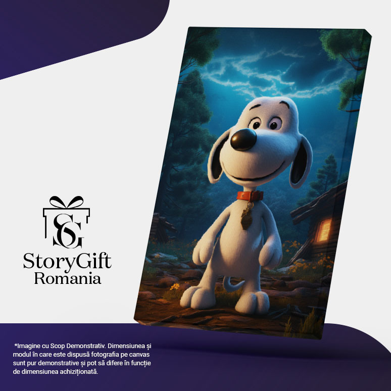 Tablou Canvas:  Câine Alb Animat în Pădure- Desene pentru Copii Pictura Digitala 40x25CM [5]