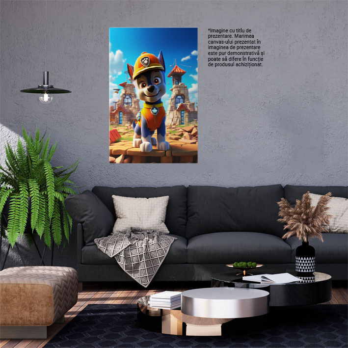 Tablou Canvas:  Câine Albastru Construiește- Desene pentru Copii Pictura Digitala 40x25CM [2]