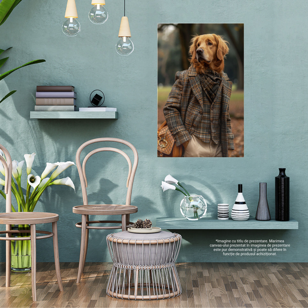 Câine de Afaceri Îmbrăcat Elegant pentru Întâlnire - Pictură Digitală cu Stil Canin, Marime 40x25CM [3]