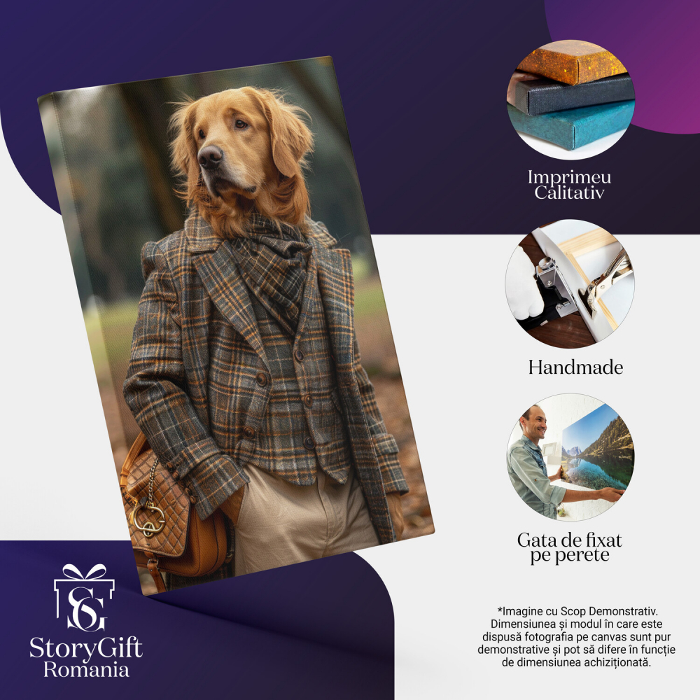 Câine de Afaceri Îmbrăcat Elegant pentru Întâlnire - Pictură Digitală cu Stil Canin, Marime 40x25CM [2]