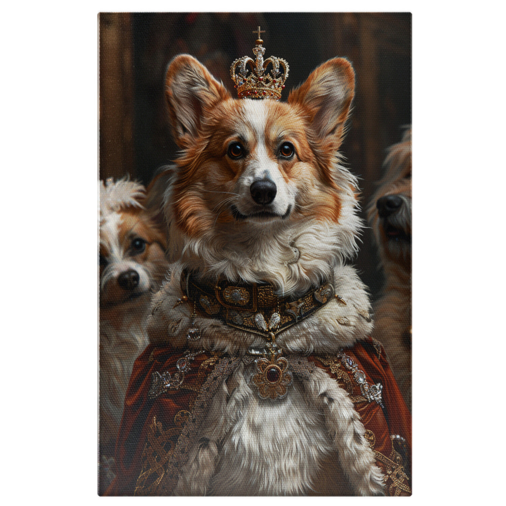 Tablou Canvas Câine Corgi Regal Încununat, Marime 40x25CM [1]